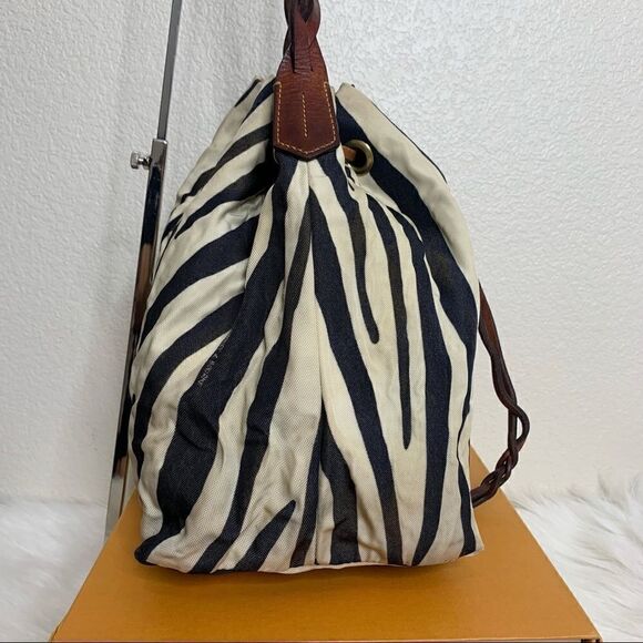 Dooney and Bourke Vintage Zebra Print Drawstring Bag - Picture 9 of 13